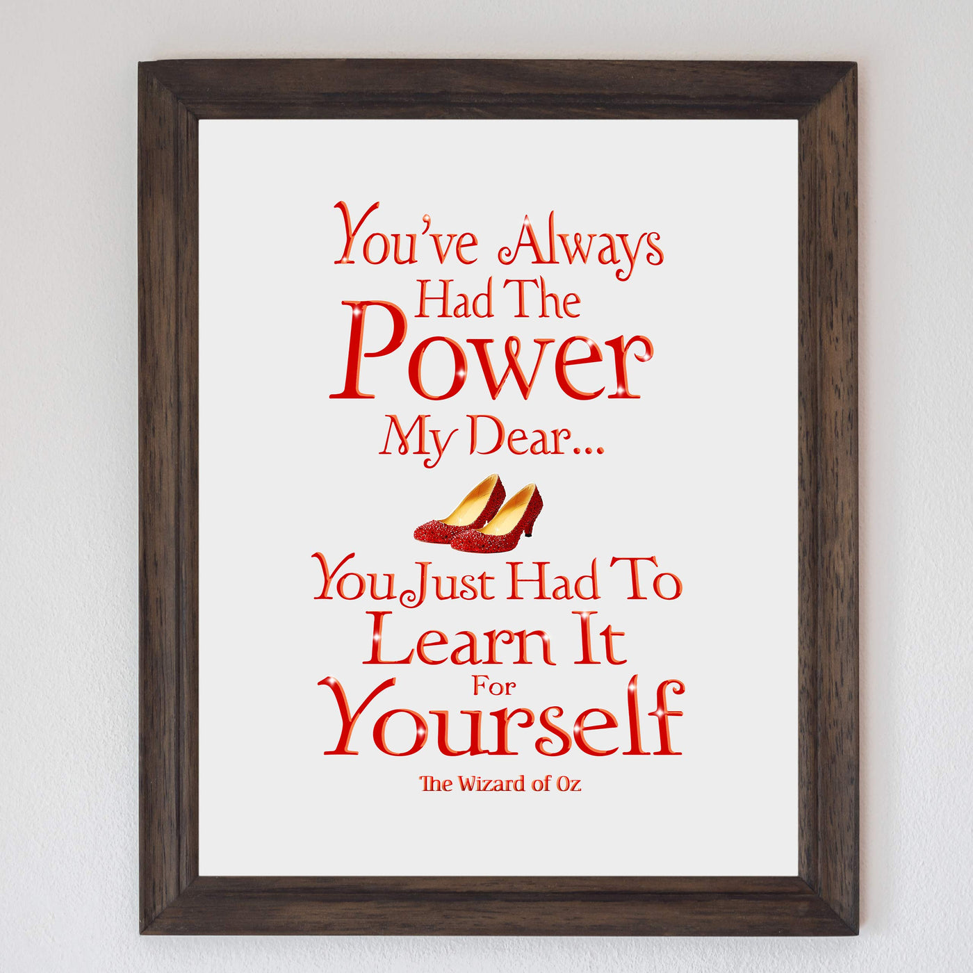 You've Always Had the Power, My Dear -The Wizard of Oz Quotes -8 x 10" Wall Art Print w/Ruby Red Shoes Image-Ready to Frame. Inspirational Home-Nursery-Kids Bedroom Decor. Great for Dorothy Fans!