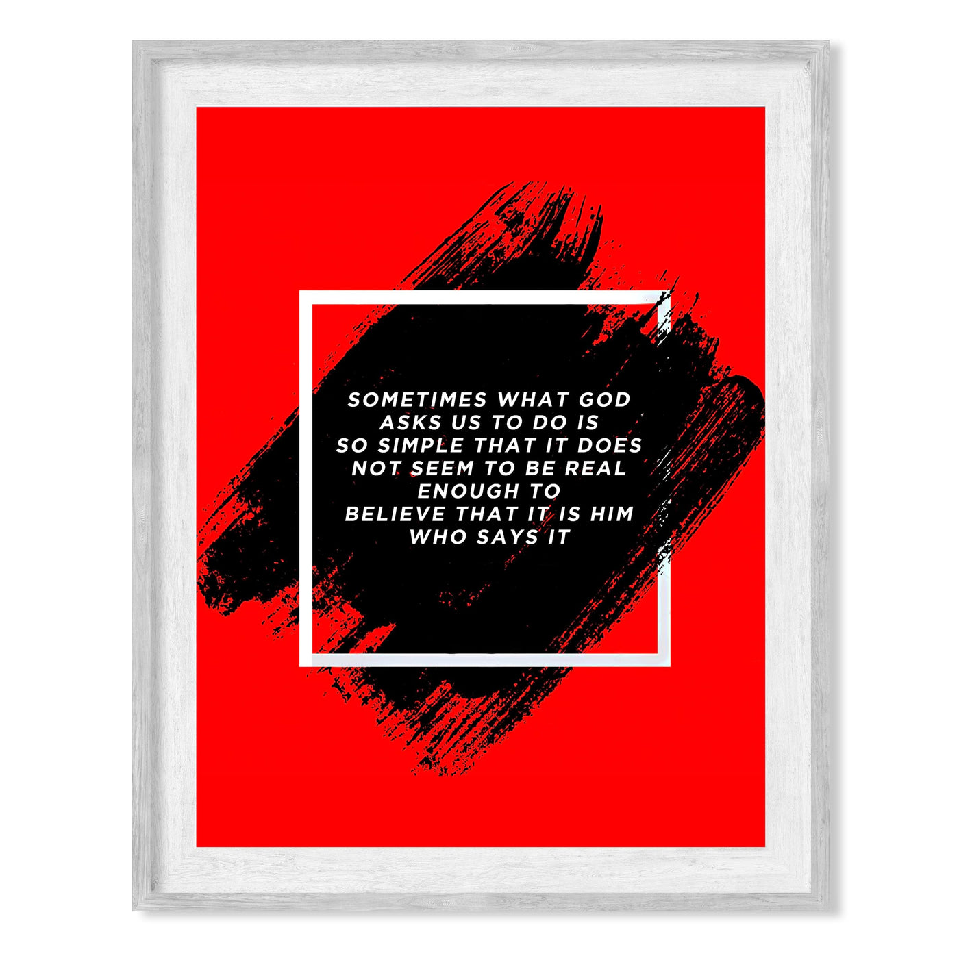 Sometimes What God Asks Us to Do Is Simple Inspirational Christian Quotes Wall Art -8 x 10" Modern Red Painting Print -Ready to Frame. Motivational Home-Office Decor. Great Religious Gift of Faith!