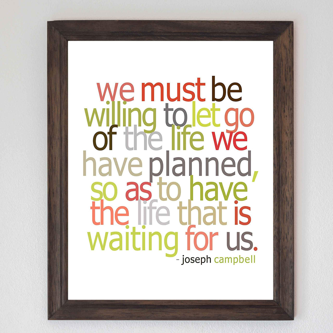 Must Be Willing to Let Go of the Life We Planned-Joseph Campbell Quotes Wall Sign -8x10" Inspirational Wall Art Print-Ready to Frame. Modern Typographic Design. Home-Office-School-Motivation Decor.