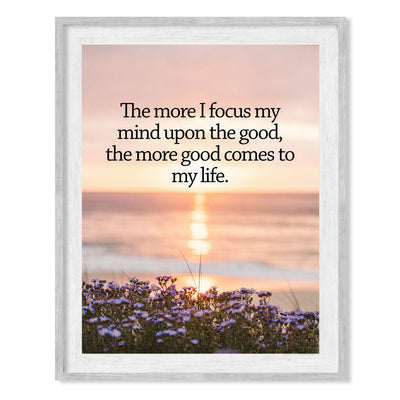 Focus My Mind On the Good Motivational Wall Art Decor -8 x 10" Inspirational Beach Sunset Print-Ready to Frame. Perfect Decor for Home-Office-Work-Desk Sign-Ocean Themes. Great Gift of Motivation!