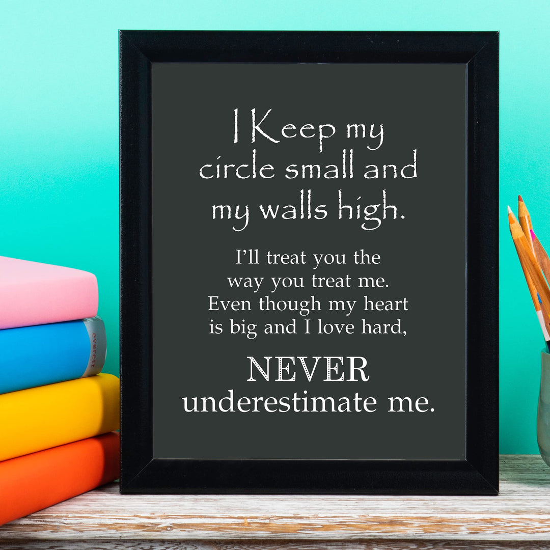 Keep Circle Small &amp; Walls High Inspirational Quotes Wall Art -8 x 10" Love &amp; Friendship Typographic Print -Ready to Frame. Motivational Decor for Home-Office-Studio-Dorm. Reminder of True Friends!