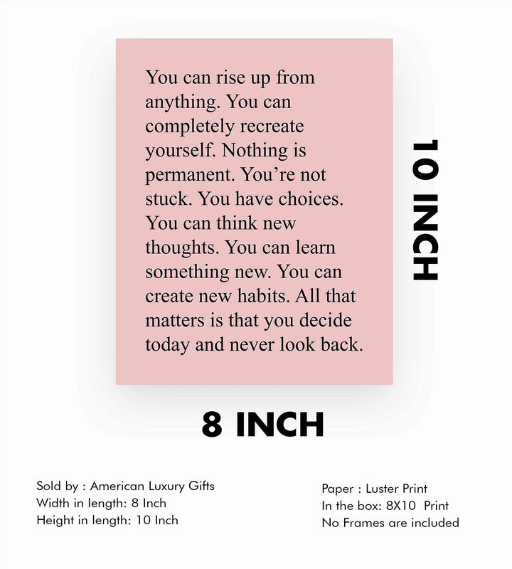 You Can Rise Up From Anything Motivational Quotes Wall Art -8 x 10" Modern Typographic Poster Print-Ready to Frame. Inspirational Home Office Dorm Decor. Perfect Sign for Classroom Motivation!