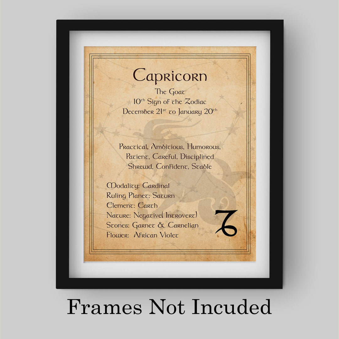 Capricorn-The Goat- Zodiac Sign Wall Art. 8 x 10" Print Wall Print-Ready to Frame. Constellation Design-Astrology Decor for Home-Office-Bedroom. Horoscope&