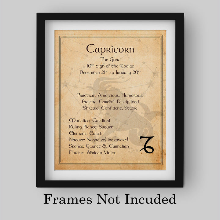Capricorn-The Goat- Zodiac Sign Wall Art. 8 x 10" Print Wall Print-Ready to Frame. Constellation Design-Astrology Decor for Home-Office-Bedroom. Horoscope&