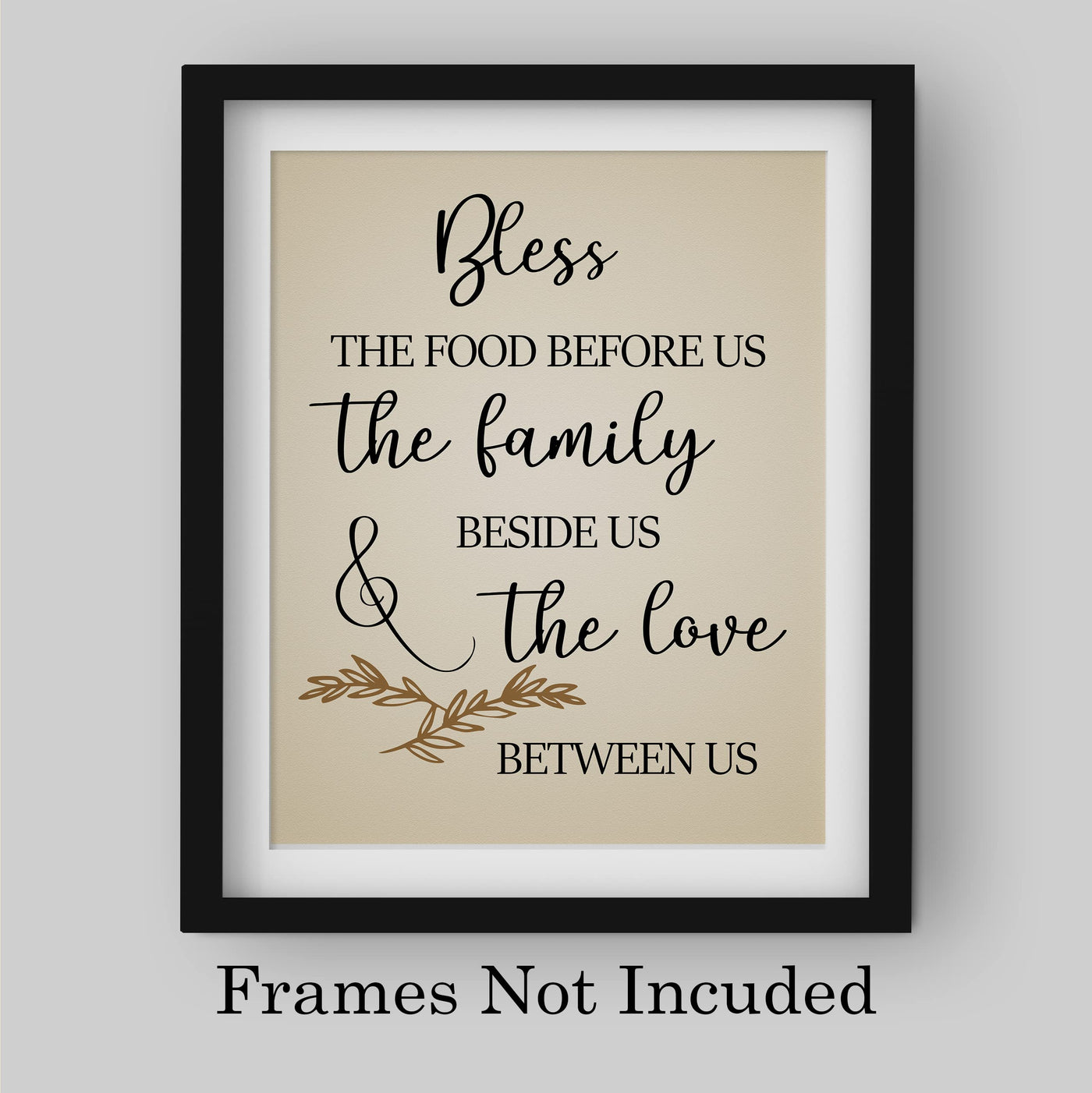 Bless the Food Before Us-Family Beside Us Christian Prayer Wall Art -8 x 10" Rustic Kitchen Print-Ready to Frame. Inspirational Wall Decor w/Farmhouse Design. Perfect Home & Dining Room Decor!