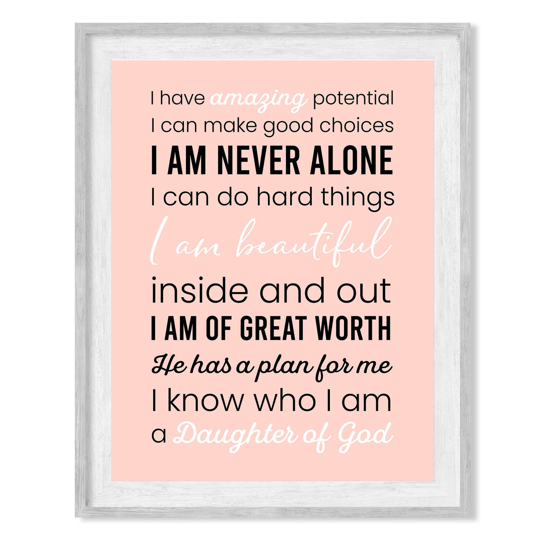 Amazing, Beautiful Daughter of God Inspirational Christian Wall Art -8 x10" Religious Poster Print -Ready to Frame. Motivational Home-Girls Bedroom Decor. Great Gift! Perfect for Teens &amp; Women!