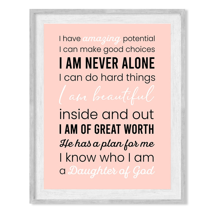 Amazing, Beautiful Daughter of God Inspirational Christian Wall Art -8 x10" Religious Poster Print -Ready to Frame. Motivational Home-Girls Bedroom Decor. Great Gift! Perfect for Teens &amp; Women!