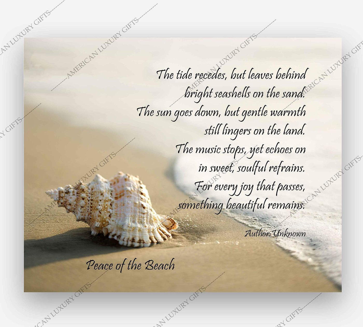 Peace of the Beach-Inspirational Quotes Wall Art-10 x 8"-Beach Poster Print w/Seashell & Ocean Photo-Ready to Frame. Spiritual Wall Sign Ideal for Home-Office-Studio-Beach House Decor. Great Gift!