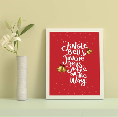 Jingle Bells-Jingle All the Way Christmas Song Wall Art Sign -8 x 10" Holiday Music Wall Print-Ready to Frame. Festive Home-Welcome-Kitchen-Farmhouse-Winter Decor. Display Your Holiday Joy!