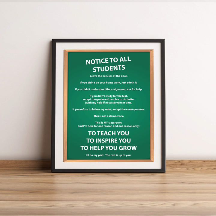NOTICE TO ALL STUDENTS-Teacher&