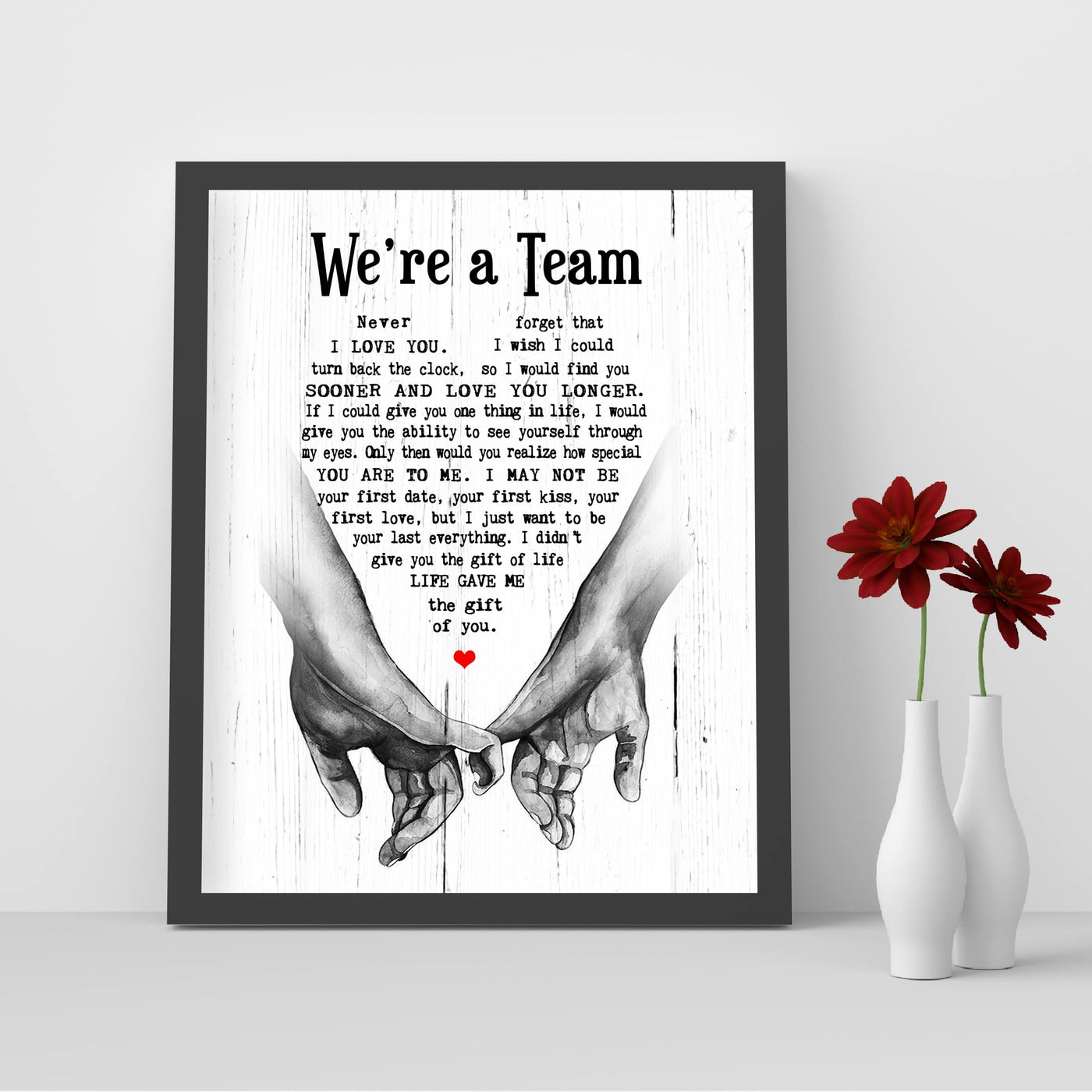 "We're A Team" Wedding Quotes Wall Art Decor -8 x 10" Inspirational Love & Marriage Print -Ready to Frame. Romantic Wedding Table & Anniversary Gift for Husband, Wife, Newlyweds & Couples!