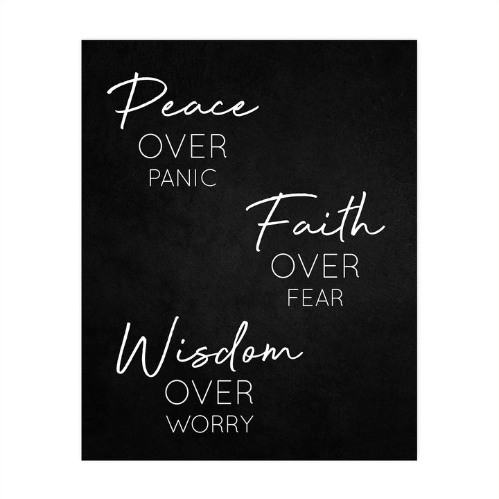 Peace Over Panic-Faith Over Fear-Christian Wall Art -8 x 10" Modern Spiritual Wall Print -Ready to Frame. Perfect Home-Office-Church-Religious Decor. Inspirational Reminder to Pray &amp; Have Faith!