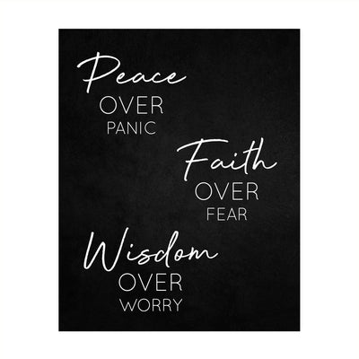 Peace Over Panic-Faith Over Fear-Christian Wall Art -8 x 10" Modern Spiritual Wall Print -Ready to Frame. Perfect Home-Office-Church-Religious Decor. Inspirational Reminder to Pray & Have Faith!