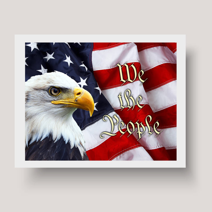 We the People-Rustic American Flag Wall Art -10 x 8" Patriotic USA Eagle Picture Print -Ready to Frame. Home-Office-School-Bar-Man Cave Decor! Great Gift for Military-Veterans &amp; All Patriots!