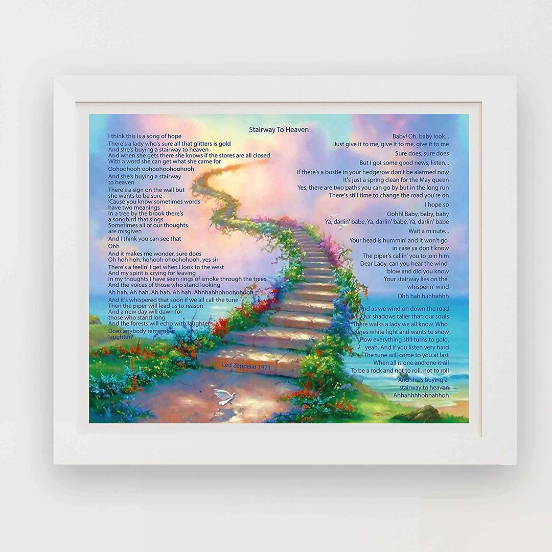 Led Zeppelin Song Lyrics Wall Art- “Stairway To Heaven”- 10 x 8"