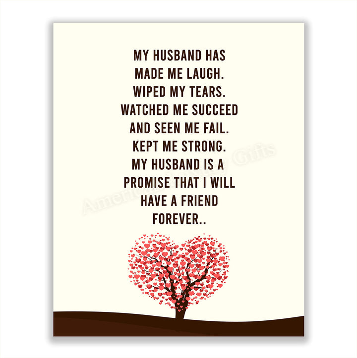 My Husband-A Promise I Will Have A Friend Forever- Love &amp; Marriage Wall Art Print- 8 x 10"-Ready to Frame. Loving Wall Decor Perfect for Spouses, Newlyweds, &amp; BFF&