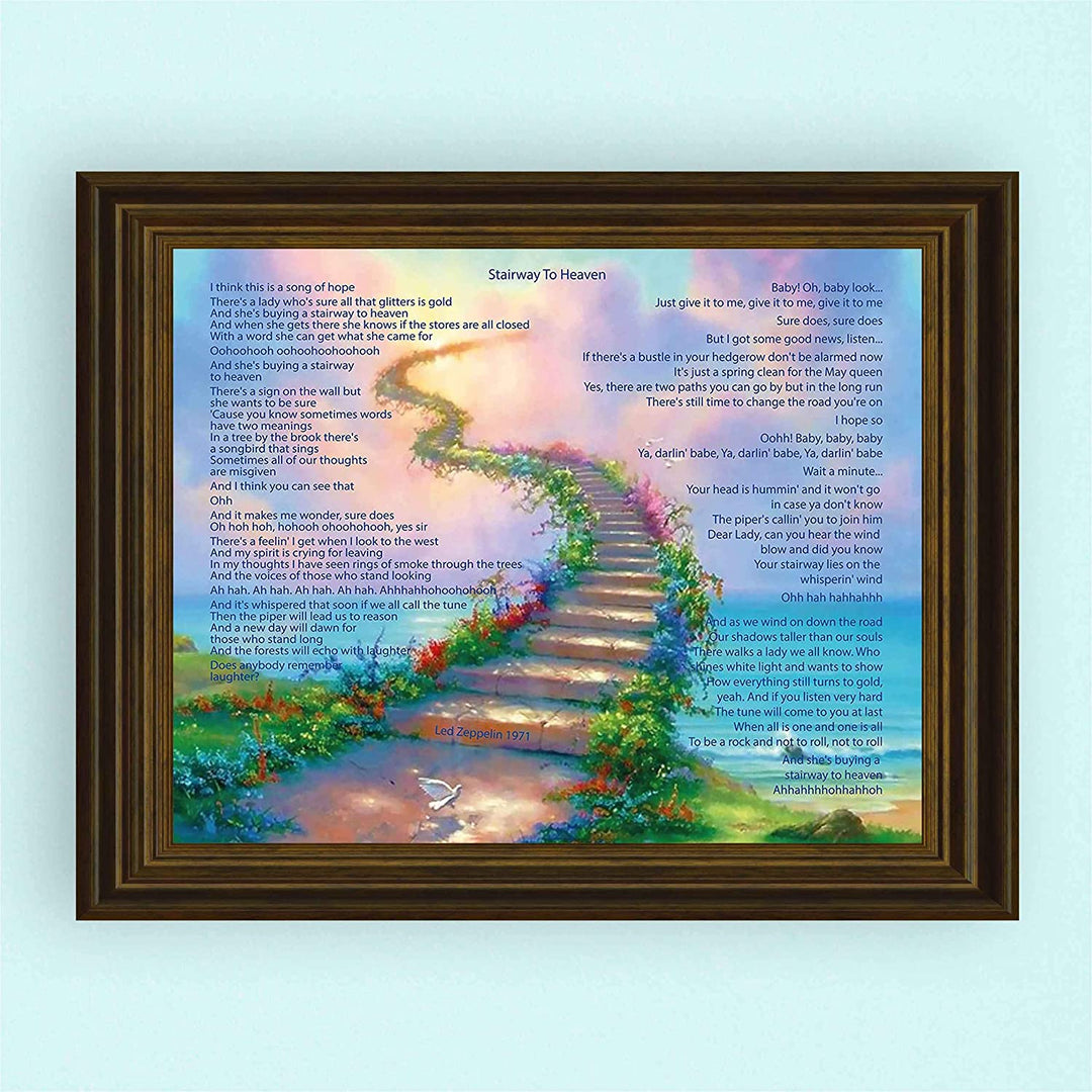 Led Zeppelin Song Lyrics Wall Art- “Stairway To Heaven”- 10 x 8"