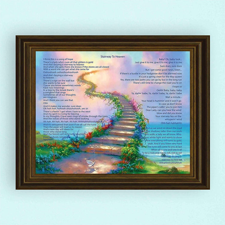 Led Zeppelin Song Lyrics Wall Art- “Stairway To Heaven”- 10 x 8"