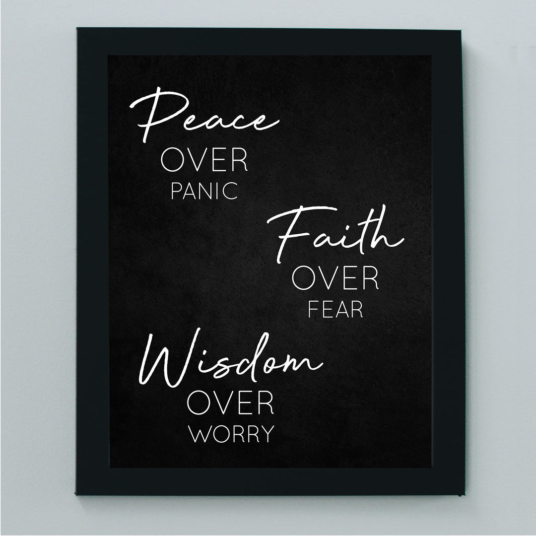 Peace Over Panic-Faith Over Fear-Christian Wall Art -8 x 10" Modern Spiritual Wall Print -Ready to Frame. Perfect Home-Office-Church-Religious Decor. Inspirational Reminder to Pray &amp; Have Faith!
