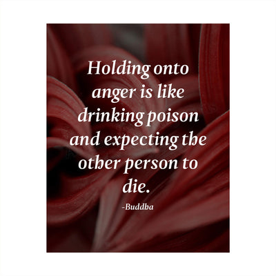 Buddha-"Holding Onto Anger-Like Drinking Poison" Spiritual Quotes Wall Art-8 x 10" Modern Inspirational Poster Print-Ready to Frame. Positive Home-Studio-Office Decor for Mindfulness. Great Zen Gift!