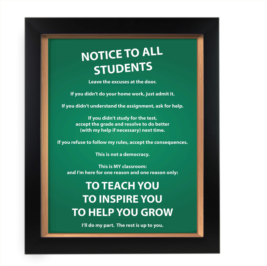 NOTICE TO ALL STUDENTS-Teacher&