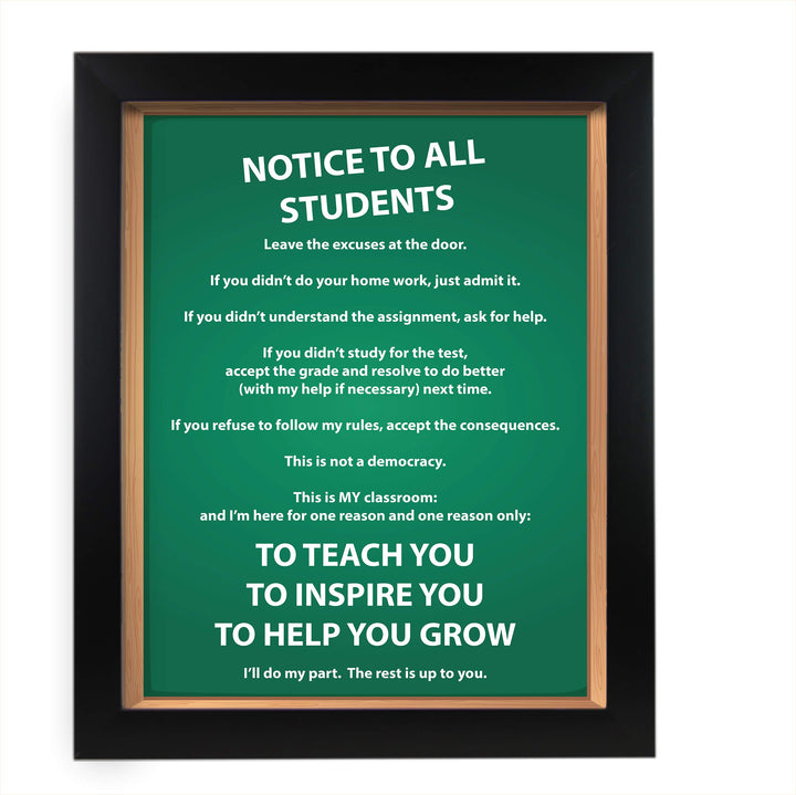 NOTICE TO ALL STUDENTS-Teacher&