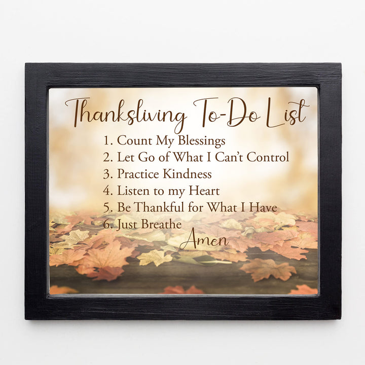 Thanksliving To-do List- Inspirational Fall Decor Wall Art- 10 x 8" Thanksgiving Holiday Themed Print -Ready to Frame. Festive Autumn Foliage Photo Print for Home-Kitchen-Office-Farmhouse Decor!
