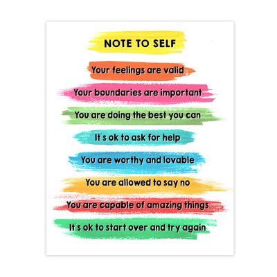 Note to Self -You Are Worthy Inspirational Quotes Wall Art -11 x 14" Paint Brush Stroke Print -Ready to Frame. Motivational Affirmations for Home-Office-Classroom Decor. Great Gift of Inspiration!