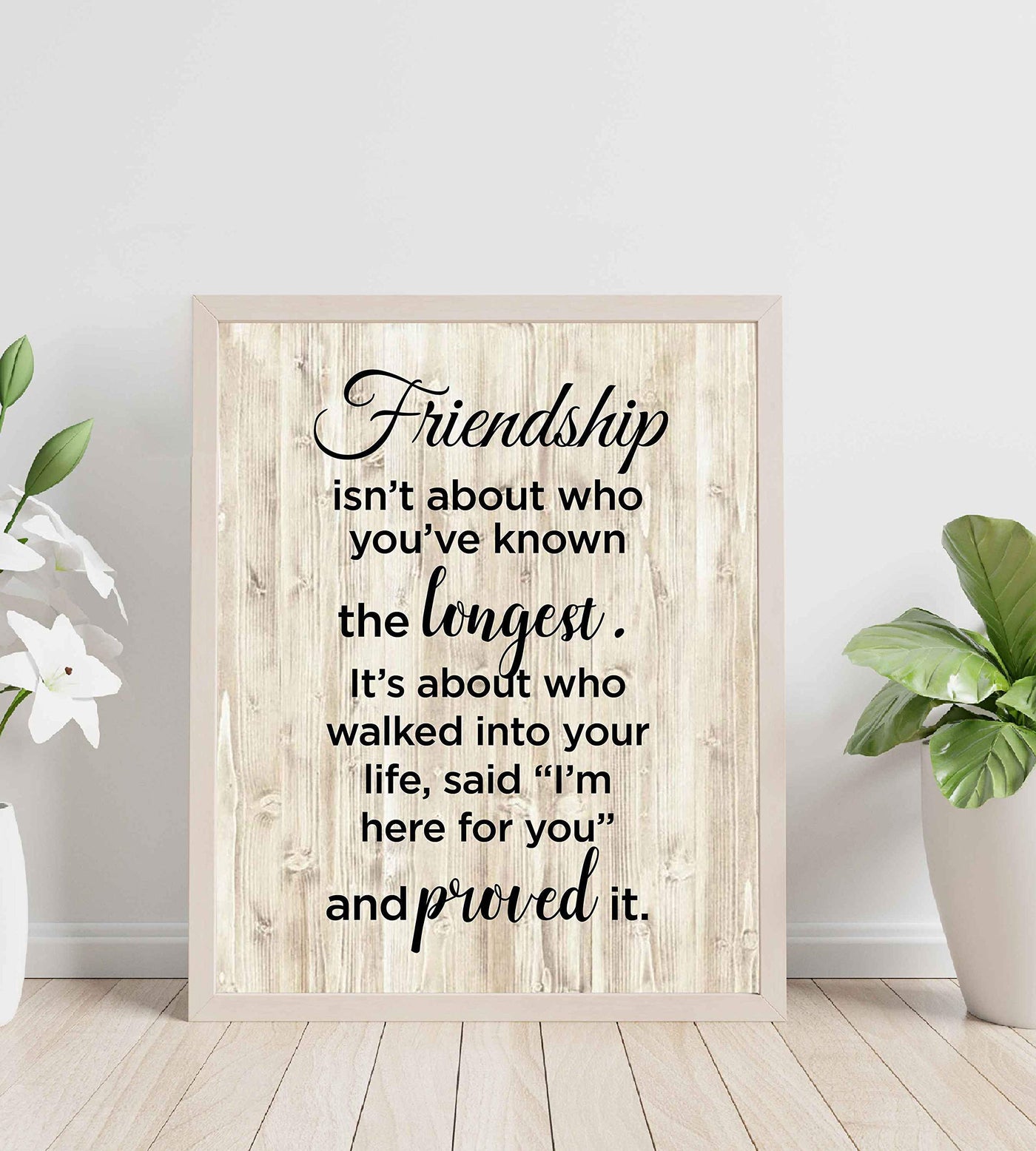 Friendship Isn't About Who You've Known Longest Inspirational Friendship Sign -8 x 10" Typographic Wall Art Print-Ready to Frame. Home-Office-School-Dorm Decor. Great Gift for All Friends & BFF's!