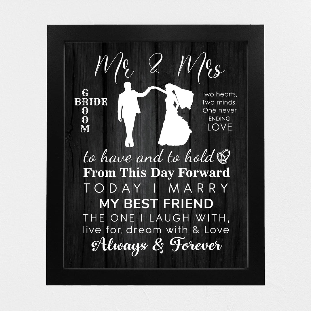 "Mr &amp; Mrs - Always &amp; Forever" Wedding Quotes Wall Art Decor -11 x 14" Inspirational Love &amp; Marriage Print-Ready to Frame. Romantic Wedding &amp; Anniversary Gift for Husband, Wife &amp; Newlyweds
