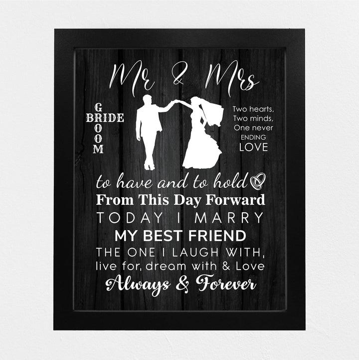 "Mr &amp; Mrs - Always &amp; Forever" Wedding Quotes Wall Art Decor -11 x 14" Inspirational Love &amp; Marriage Print-Ready to Frame. Romantic Wedding &amp; Anniversary Gift for Husband, Wife &amp; Newlyweds