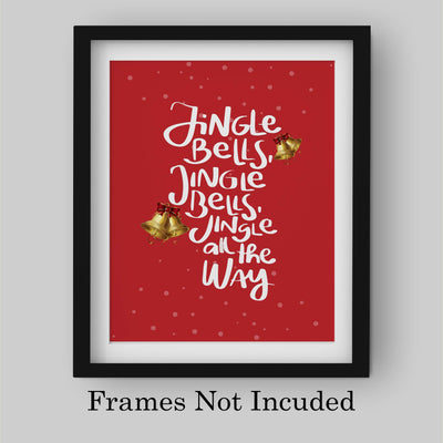 Jingle Bells-Jingle All the Way Christmas Song Wall Art Sign -8 x 10" Holiday Music Wall Print-Ready to Frame. Festive Home-Welcome-Kitchen-Farmhouse-Winter Decor. Display Your Holiday Joy!