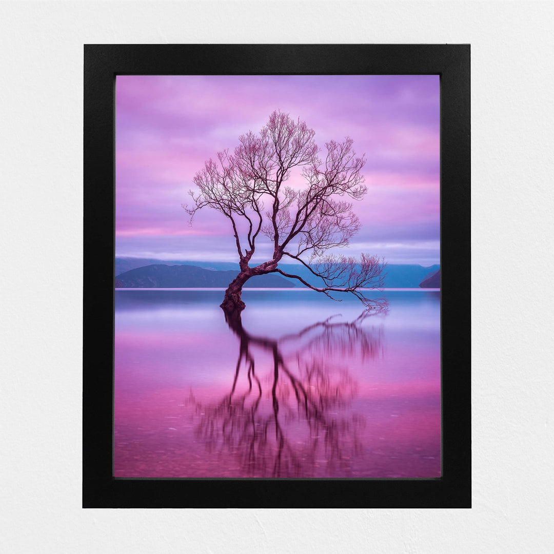 New Zealand - The Wanaka Tree Inspirational Wall Art -8 x 10 Mystical Purple Tree in Zen Lake Picture Print -Ready to Frame. Spiritual Home-Office-Studio-Classroom-Nature Themes &amp; Serenity Decor.