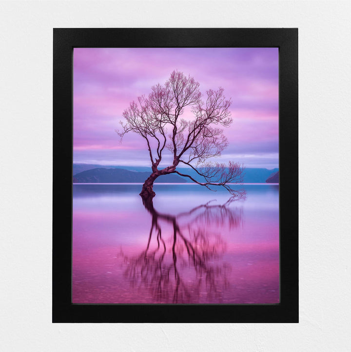 New Zealand - The Wanaka Tree Inspirational Wall Art -8 x 10 Mystical Purple Tree in Zen Lake Picture Print -Ready to Frame. Spiritual Home-Office-Studio-Classroom-Nature Themes &amp; Serenity Decor.