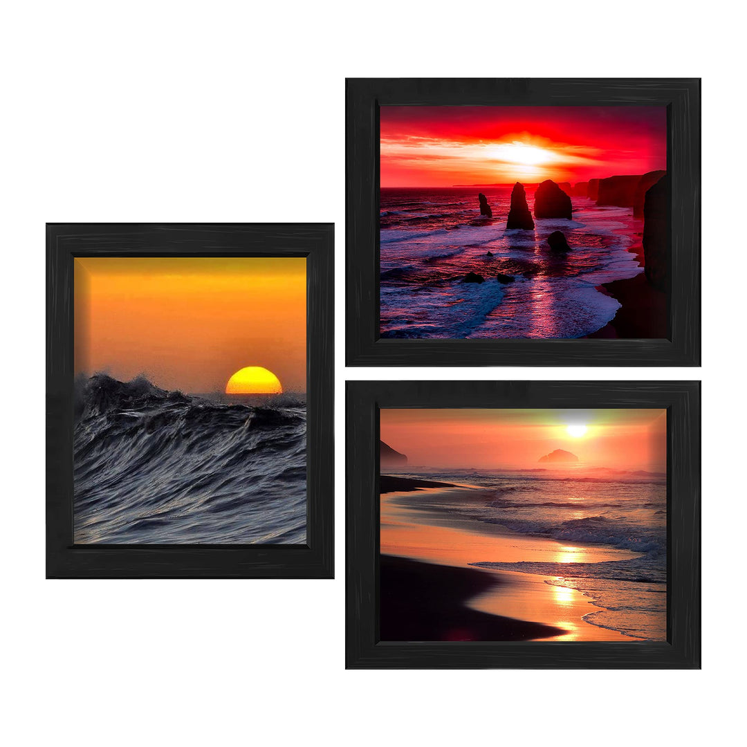 Tropical Beach Sunset Trio- 3 Image Set-Wall Art Prints- 8 x 10"s- Ready to Frame. Beautiful Beach D?cor- Island Beach Sunsets Make the Perfect Art for Any Room. Great Gift for Beach Pictures Wall Art