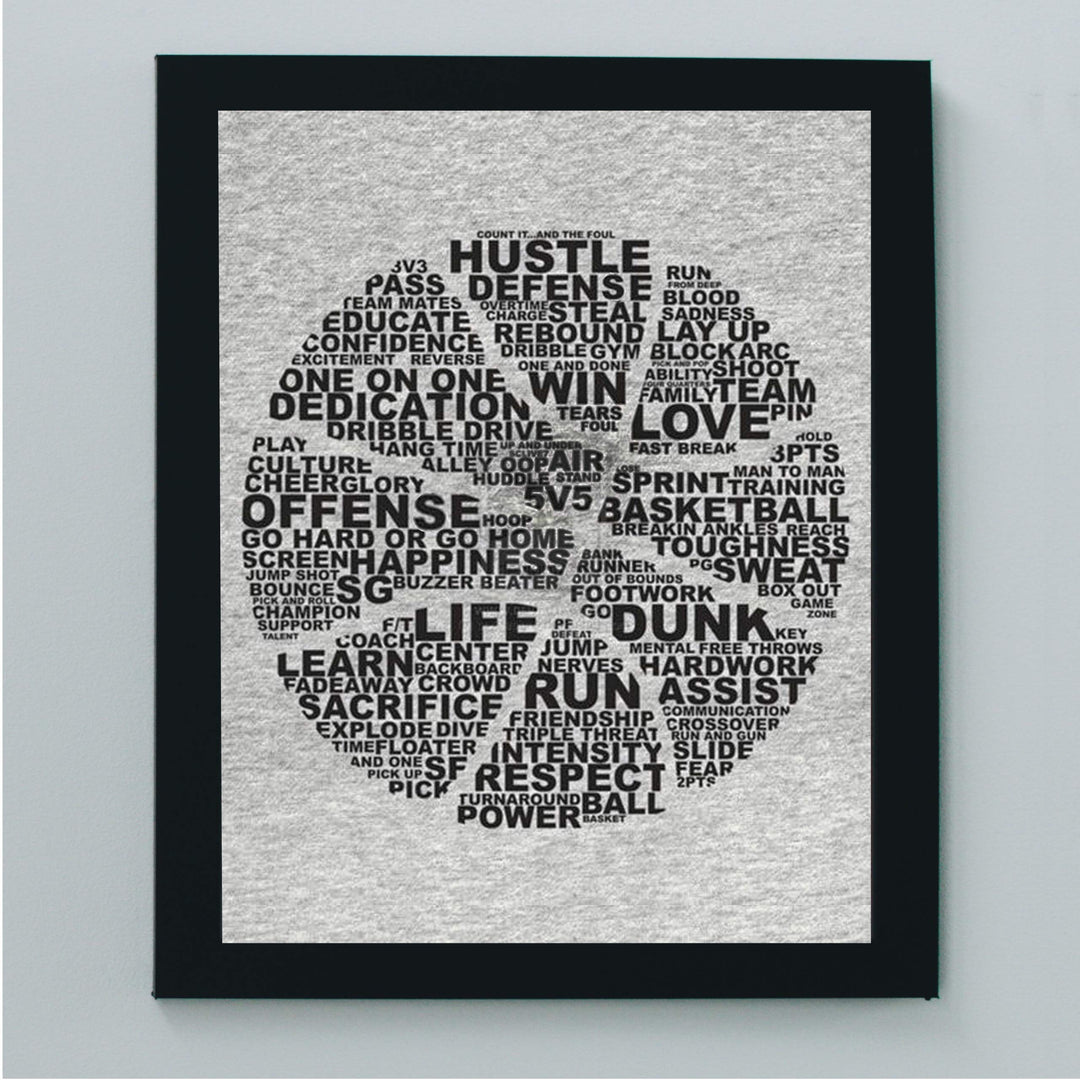 Basketball-"What It Takes To Win"-Word Art Print- 8 x 10"-Sports Poster Print-Ready To Frame. Basketball Design Wall Art. Sports Motivation Home Decor-Office Decor. Great for Locker Room-Gym-Man Cave.