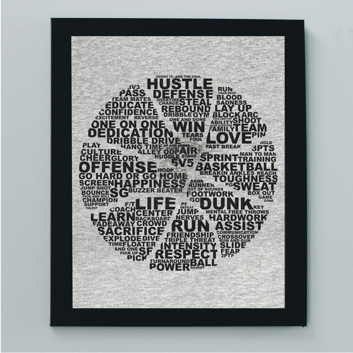 Basketball-"What It Takes To Win"-Word Art Print- 8 x 10"-Sports Poster Print-Ready To Frame. Basketball Design Wall Art. Sports Motivation Home Decor-Office Decor. Great for Locker Room-Gym-Man Cave.