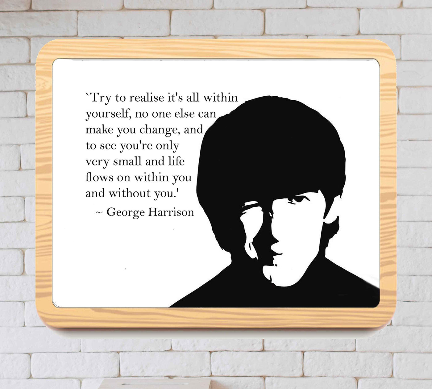 George Harrison Song Lyric Art-"Realise It's All Within Yourself"- 10 x 8" Silhouette Wall Print-Ready to Frame. Modern Inspirational Home-Office-Studio-Cave D?cor. Perfect Gift For All Beatles Fans!