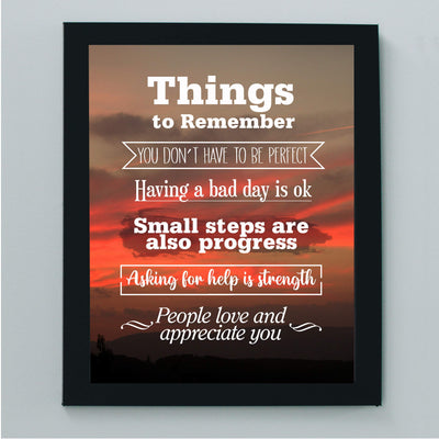 Things to Remember-Make Life Better-Wall Art Sign- 8 x 10" Inspirational Sunset Print-Ready to Frame. Motivational Print for Home-Office-School-Dorm Decor. Great Reminders for Inspiration!