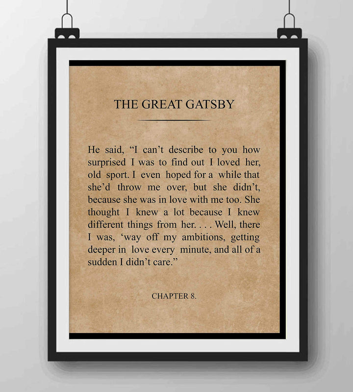 F. Scott Fitzgerald-"The Great Gatsby" Book Page Wall Sign-8 x 10" Distressed Word Art Poster Print-Ready to Frame. Home-Office Decor. Perfect Decor for Library-Study! Great Literary Gift for All!