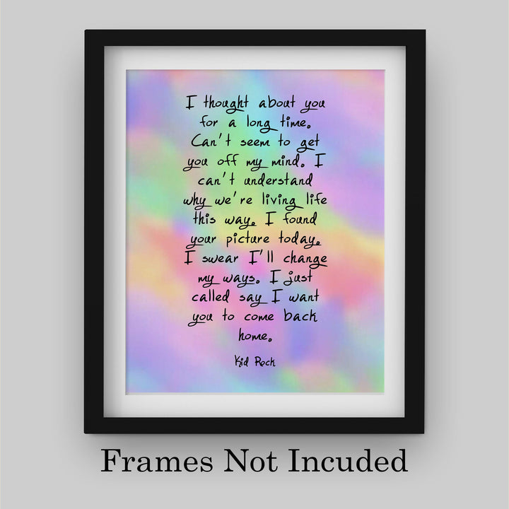 Kid Rock &amp; Sheryl Crow-"Picture" Song Lyrics Wall Art Sign -8 x 10" Rock Music Poster Print-Ready to Frame. Greatest Hits Album Songs. Perfect Home-Studio-Bar-Fan Decor. Great Gift to Rekindle Love!