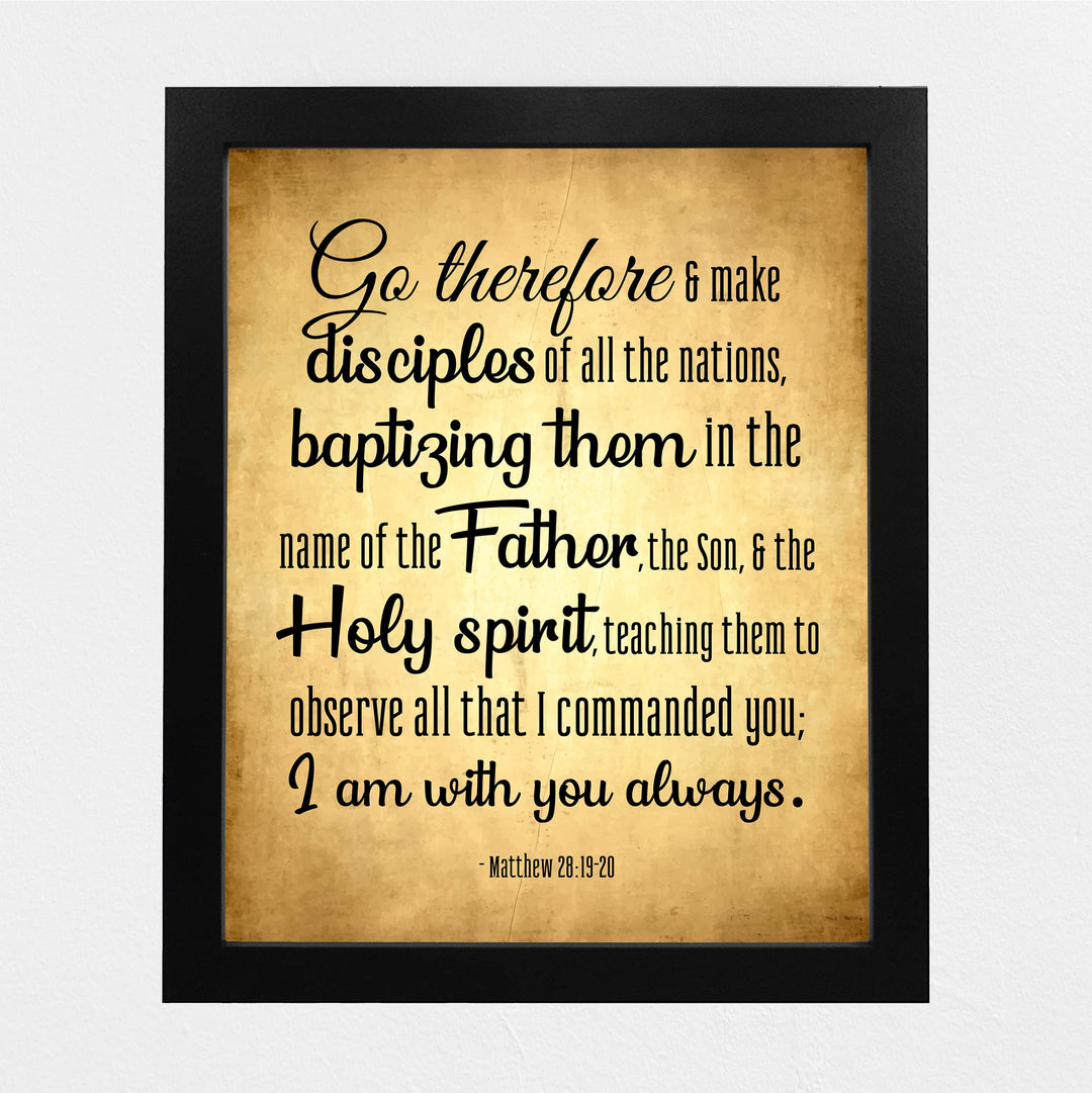 Go &amp; Make Disciples of All the Nations Bible Verse Wall Decor -8 x 10" Scripture Art Print -Ready to Frame. Home-Office-Church-Sunday School Decor. Perfect Christian Gift of Faith! Matthew 28:19-20