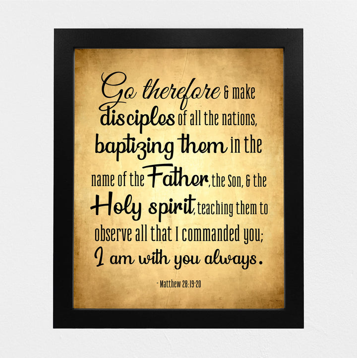 Go &amp; Make Disciples of All the Nations Bible Verse Wall Decor -8 x 10" Scripture Art Print -Ready to Frame. Home-Office-Church-Sunday School Decor. Perfect Christian Gift of Faith! Matthew 28:19-20