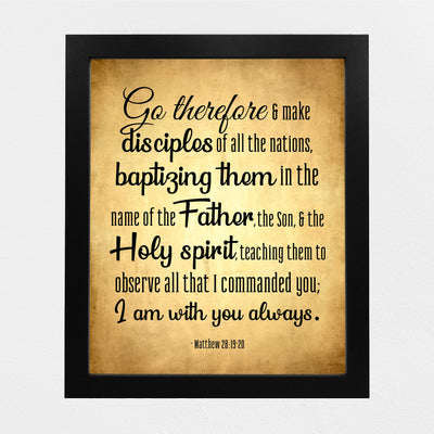 Go & Make Disciples of All the Nations Bible Verse Wall Decor -8 x 10" Scripture Art Print -Ready to Frame. Home-Office-Church-Sunday School Decor. Perfect Christian Gift of Faith! Matthew 28:19-20