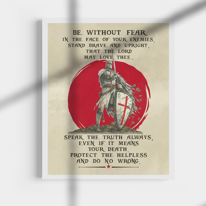 Be Without Fear-Stand Brave &amp; Upright-Inspirational Christian Wall Art-11 x 14" Motivational Armor of God Warrior Print-Ready to Frame. Home-Office-Church-Religious Decor. Great Gift of Motivation!