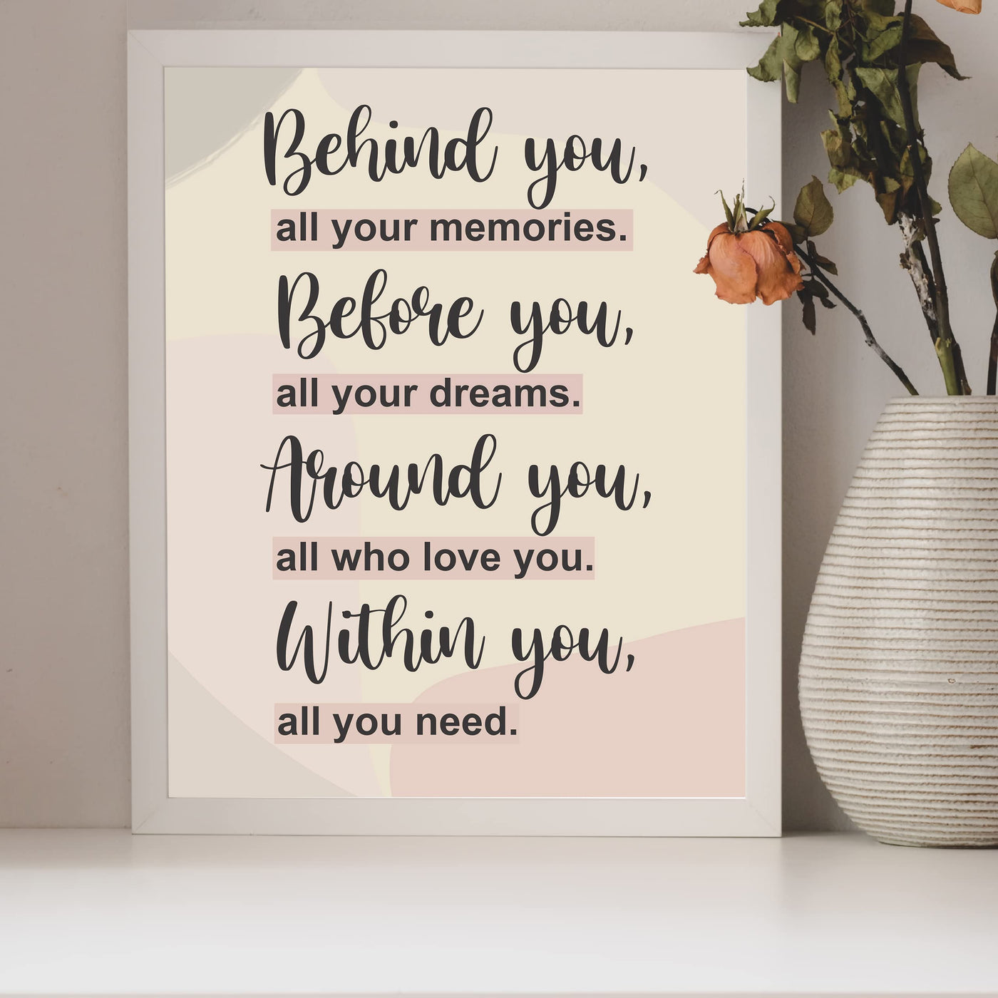 Behind-Before-Around-Within You- All You Need- Inspirational Quotes Wall Art -8 x 10" Motivational Typography Print -Ready to Frame. Perfect Home-Office-Classroom-Inspiration Decor. Great Gift!