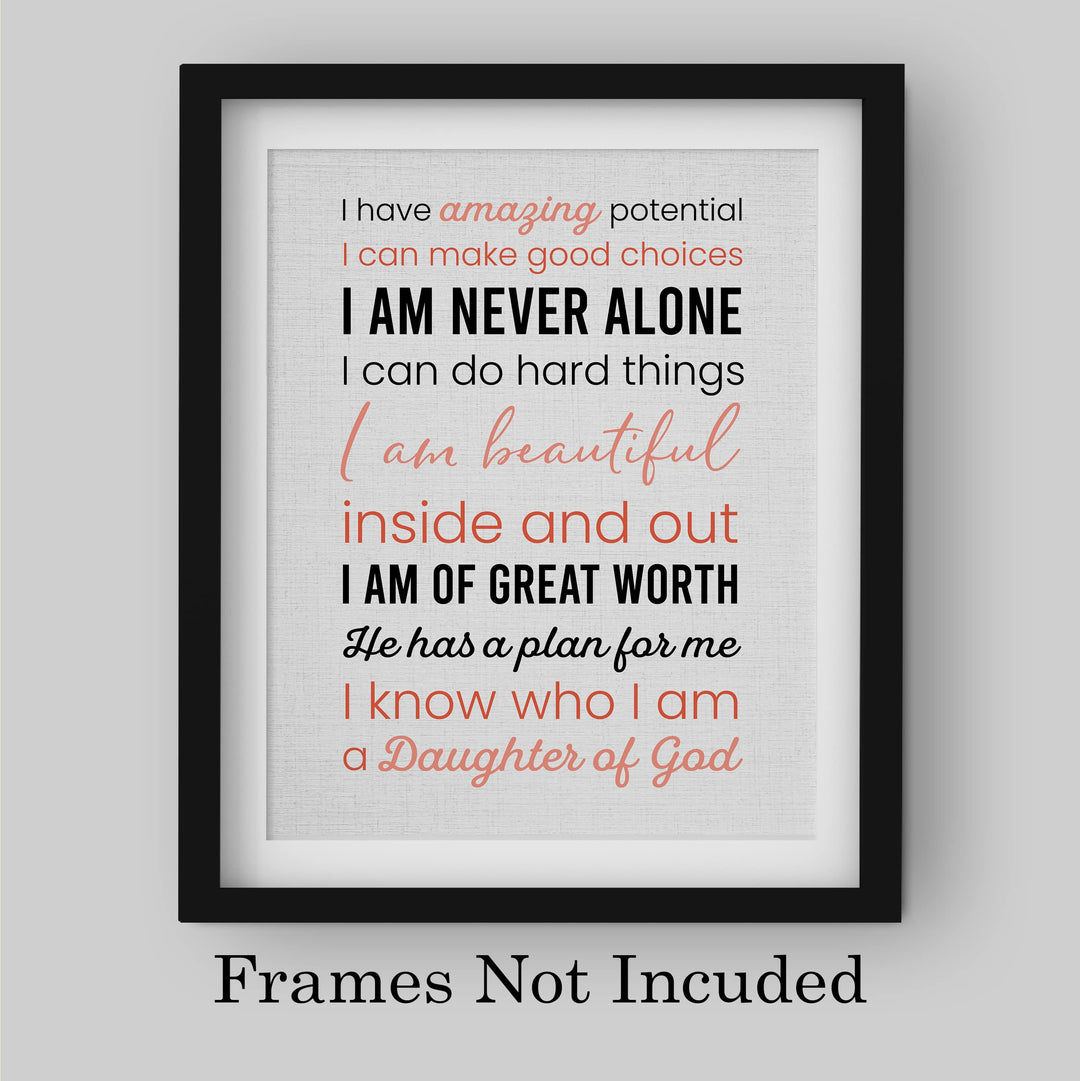 Amazing Daughter of God Inspirational Christian Wall Art -8 x10" Spiritual Poster Print -Ready to Frame. Motivational Home-Girls Bedroom-Dorm Decor. Great Religious Gift! Perfect for Teens &amp; Women!