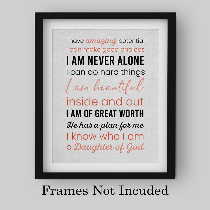 Amazing Daughter of God Inspirational Christian Wall Art -8 x10" Spiritual Poster Print -Ready to Frame. Motivational Home-Girls Bedroom-Dorm Decor. Great Religious Gift! Perfect for Teens &amp; Women!