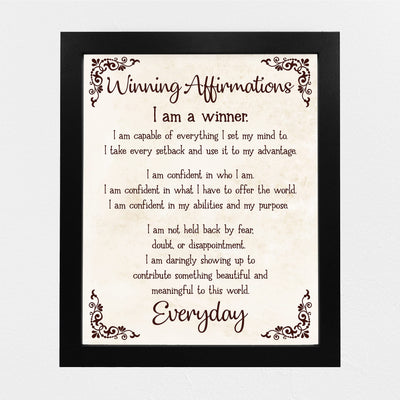 Winning Affirmations-8 x 10" Inspirational Poster Print. Motivational Wall Art-Ready to Frame. Ideal for Home D?cor-Office D?cor. Program Yourself to Win the Day!