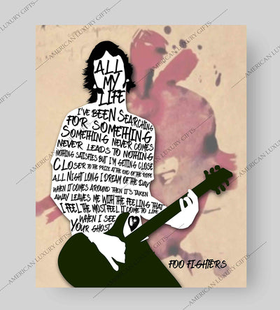 Foo Fighters-?All My Life?-Song Lyrics Wall Decor-8 x 10" Rock Music Poster Print w/Silhouette Word Art-Ready to Frame. Modern Home-Office-Studio-Bar-Cave D?cor. Perfect Gift for All Foo Fans!